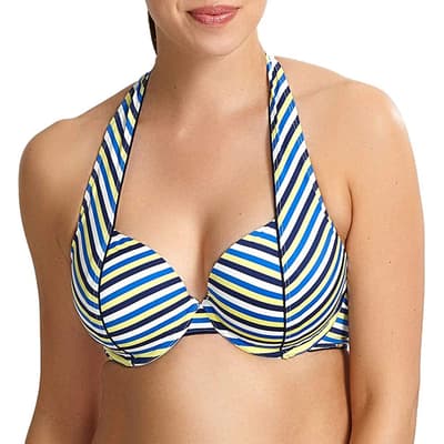 Blue/Yellow Summer Halter Bikini Top