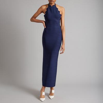 Navy Scallop Edge Gown