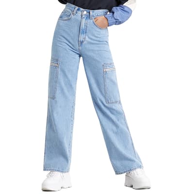 Blue High Rise Utility Jeans
