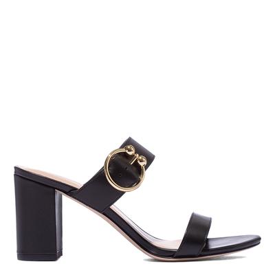 Black Belinda Leather Block Sandals