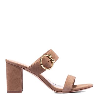 Beige Belinda Suede Block Sandals