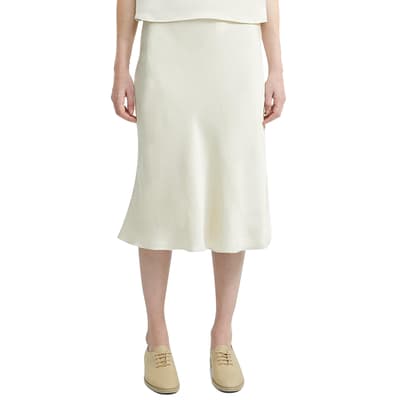 Cream A-Line Midi Skirt