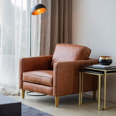 Oxford Leather Armchair, Vintage Brown