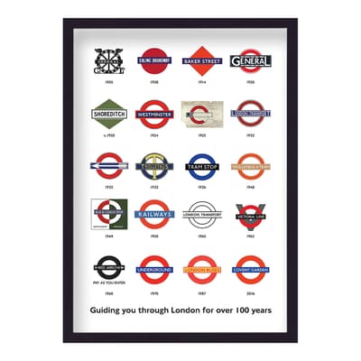 Vintage London Underground Signs 44x33cm Framed Print