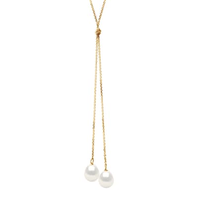 White Gold Freshwater Pearl You & Me Necklace