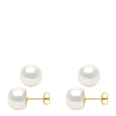 White Gold Freshwater Pearl Stud Earrings