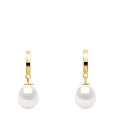 White Freshwater Pearl Drop Stud Earrings