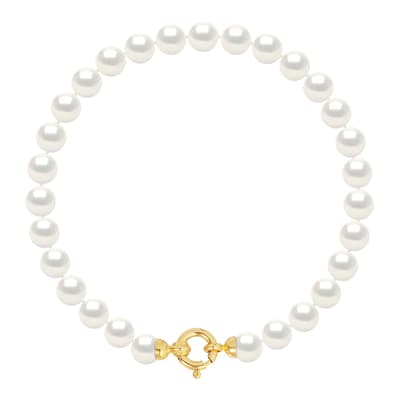 White Gold Freshwater Pearl Row Bracelet