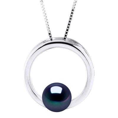 Black Tahti Freshwater Pearl Hoop Necklace