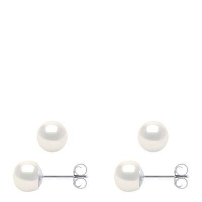 White Freshwater Pearl Stud Earrings