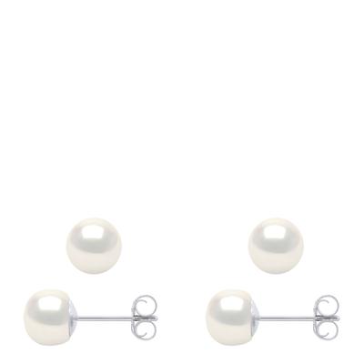 White Freshwater Pearl Stud Earrings