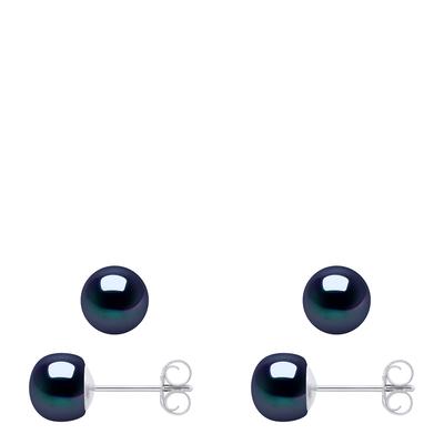 Black Freshwater Pearl Stud Earrings