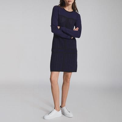 Navy Elsie Textured Knit Dress