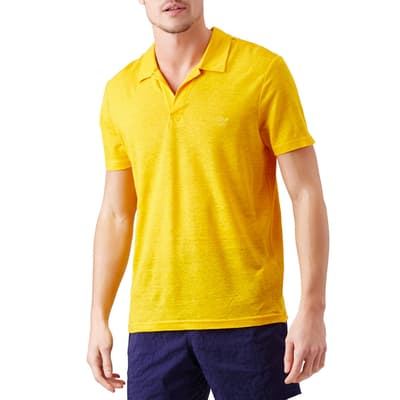 Bright Yellow Linen Polo Top
