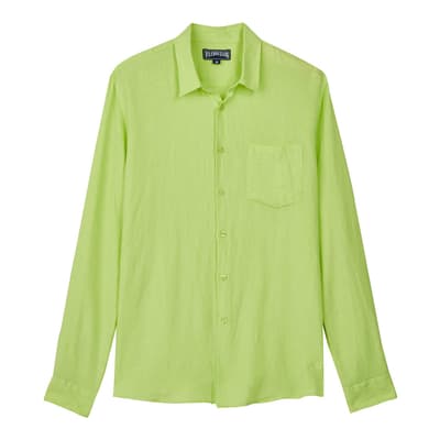 Lime Green Button Through Linen Shirt