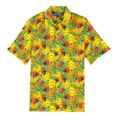 Yellow Multi Print Cotton Blend Shirt