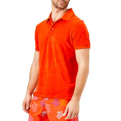 Orange Cotton Blend Polo Top