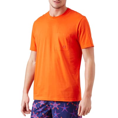 Orange Pocket Cotton T-shirt