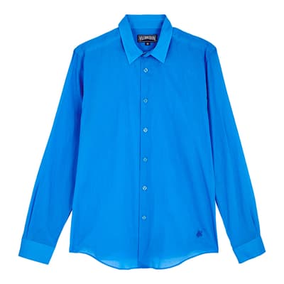 Blue Button Through Cotton Shirt