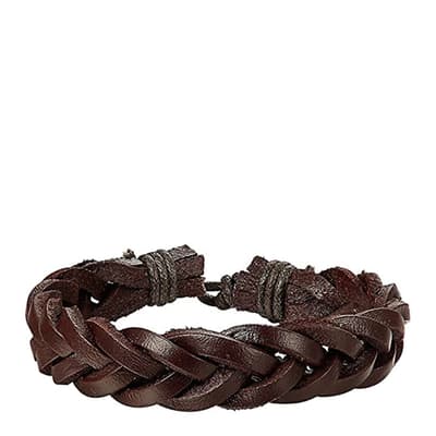 Brown Leather Woven Bracelet
