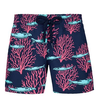 Boy's Blue Gaya Coral & Fishes Swim Shorts