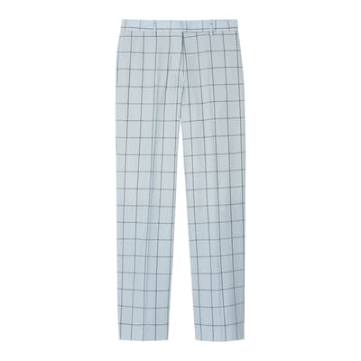 Blue Check Tailored Wool Trousers