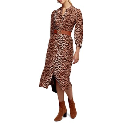 Leopard Print Silk Midi Dress