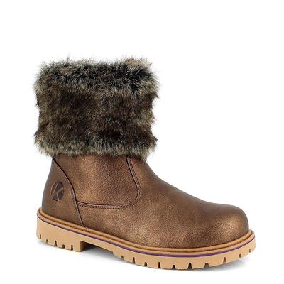 Kids Bronze Rosa Faux Fur Cuff Boots