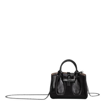 Black Roseau Vernis Small Top Handle Bag