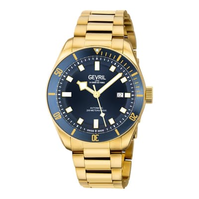 Men's Gold Yorkville Blue Dial IP Stainless Steel Watch