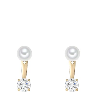 Gold White Pearl Earrings
