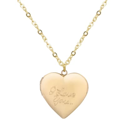 18K Gold Heart Locket "Love You" Necklace