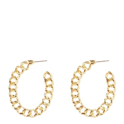18K Gold Chain Link Hoop Earrings