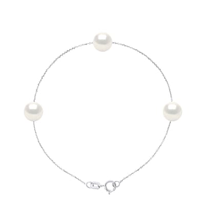 White Three Pearl Bracelet