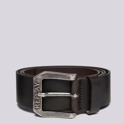 Black Brown Brushed Leather Belt
