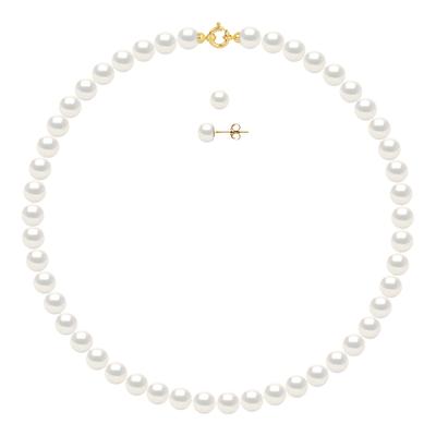 White Pearl Necklace And Earrings Set