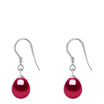 Red Hanging Pearl Earrings