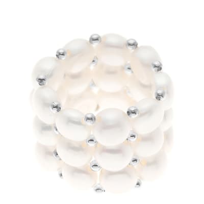 White 3 Row Pearl Ring
