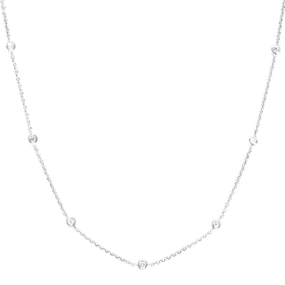 Silver Diamond Circle Linked Necklace