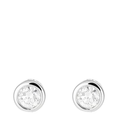 Silver Diamond Push Back Stud Earrings