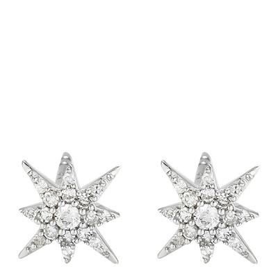 Silver Diamond Star Stud Earrings