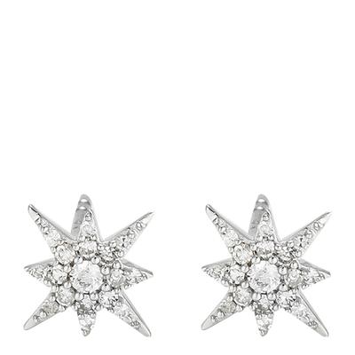 Silver Diamond Star Stud Earrings