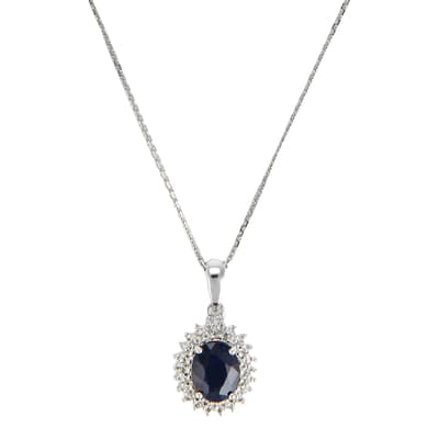 Silver Diamond Embellished Pendant Necklace