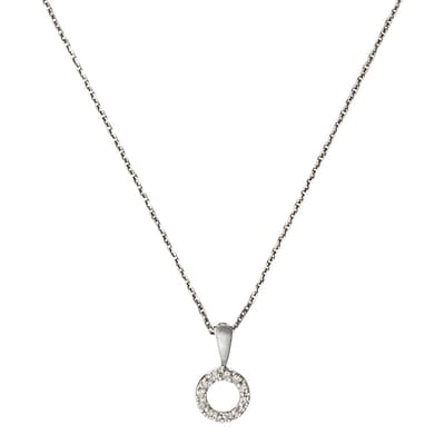 Silver Diamond Embellished Circle Pendant Necklace