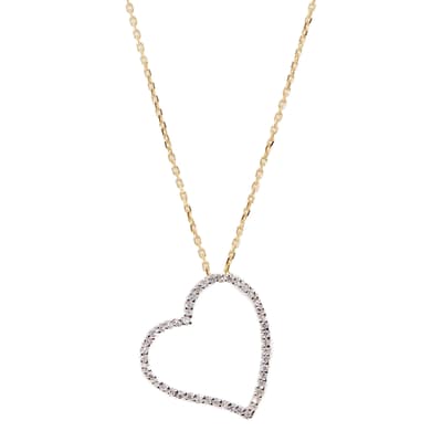 Gold Diamond Embellished Heart Pendant Necklace