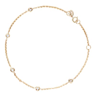 Gold Diamond Circle Linked Bracelet