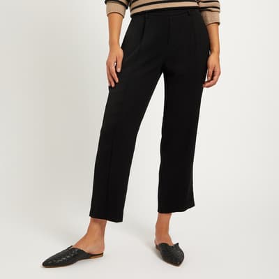 Black Pintuck Cropped Trousers