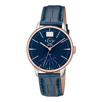 Men's Blue Rovescio Leather Watch