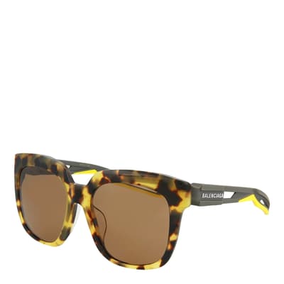 Unisex Havana Brown Balenciaga Sunglasses 55mm