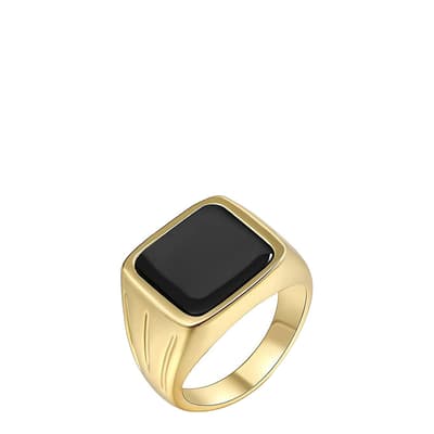 18K Gold Black Gemstone Ring